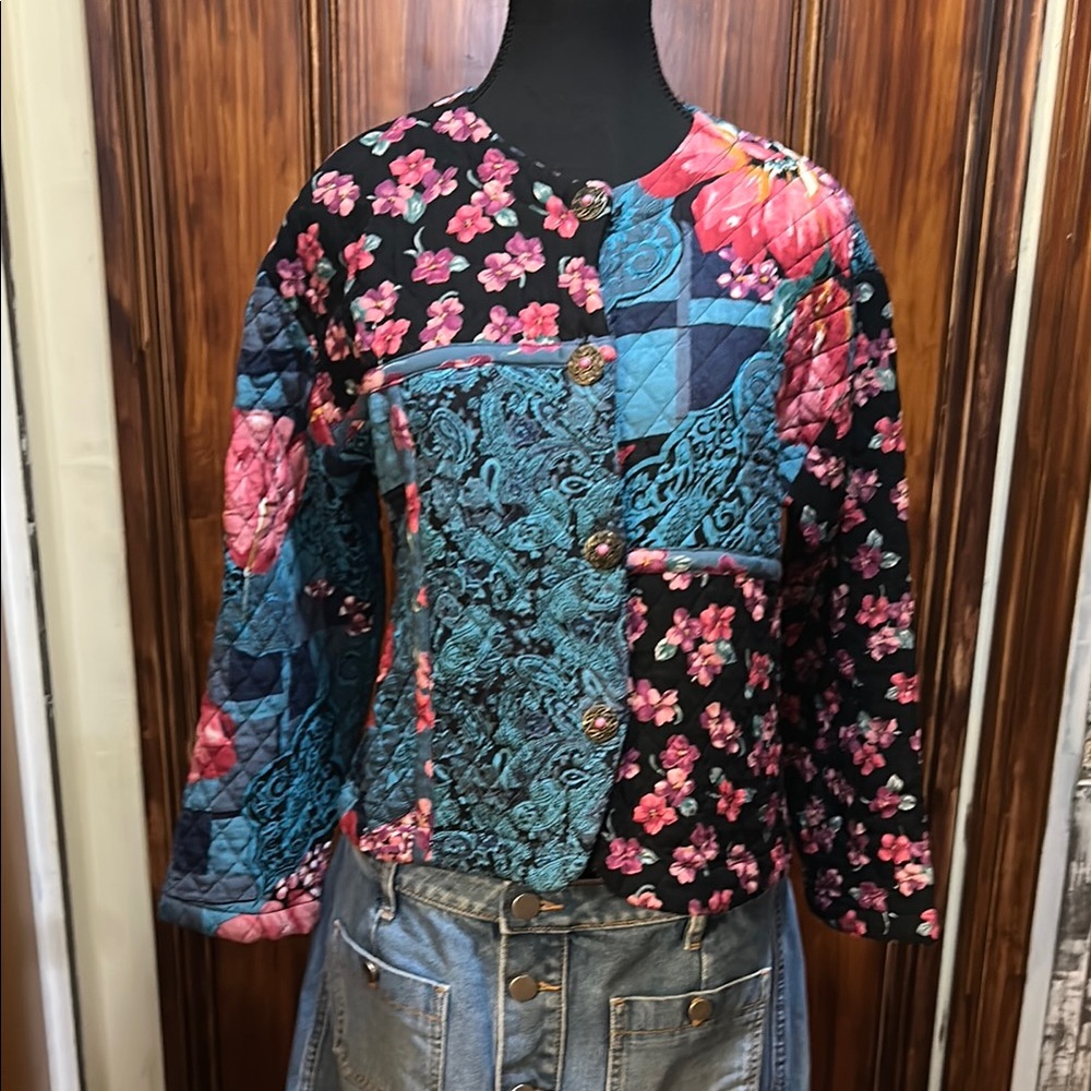 Carole Little Black and Pink Floral Jacket